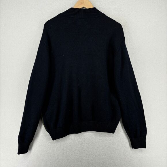 ALEX CANNON Sweater Mens L Merino Wool Blend 1/4 Zip Colorblock Pullover Black - Picture 2 of 13